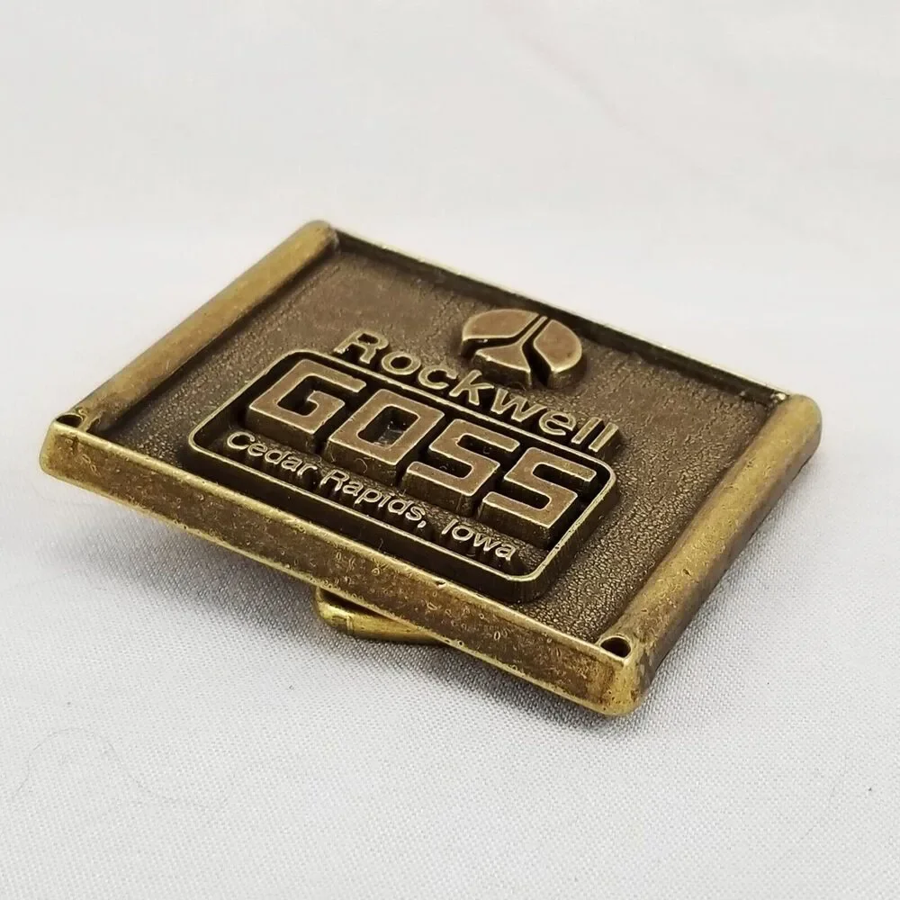 Rockwell Goss Cedar Rapids Iowa Belt Buckle Made‎ in USA Vintage